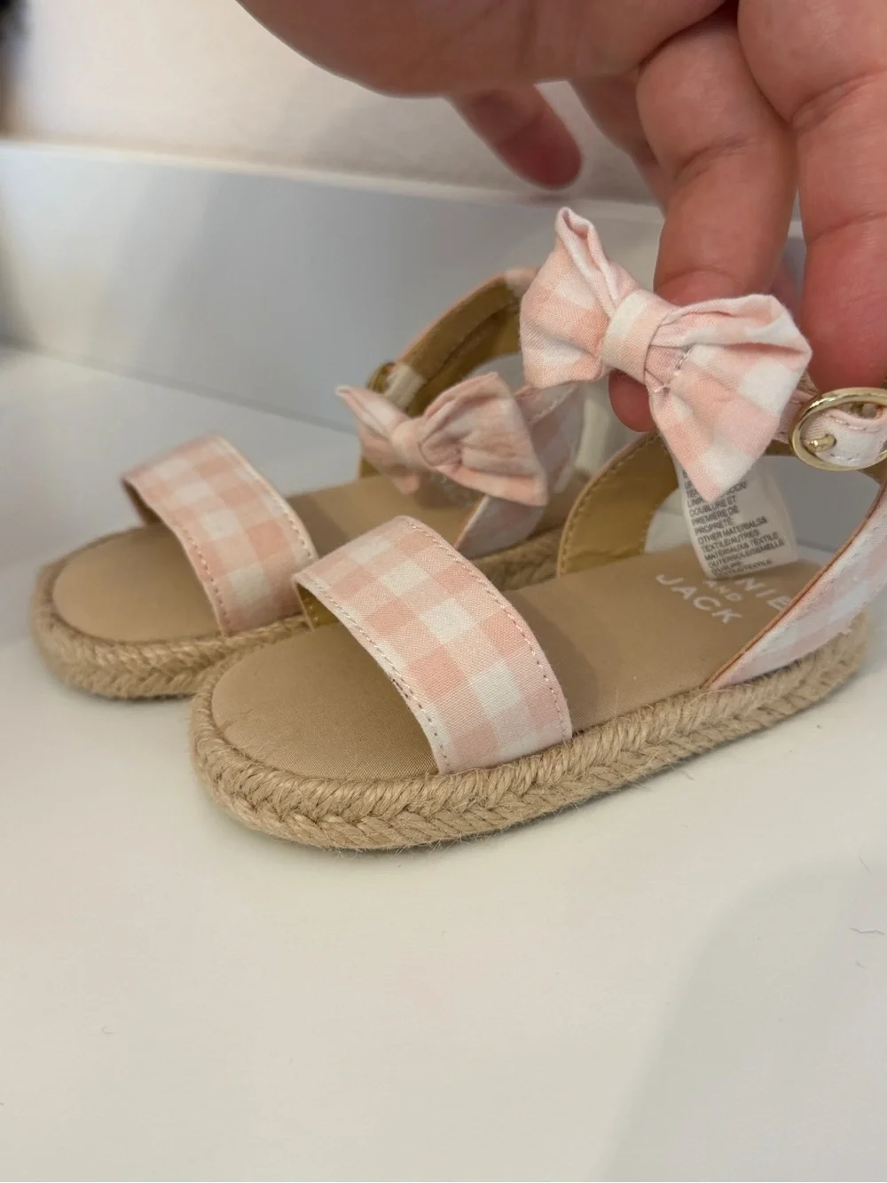 Janie and Jack Baby Girl Sandals Size 6-12M Pink Gingham